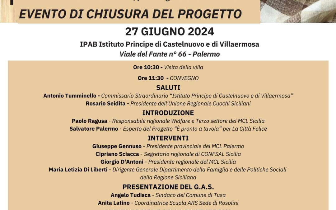 “È pronto a tavola”, il progetto per aiutare i consumatori a risparmiare e valorizzare i territori siciliani